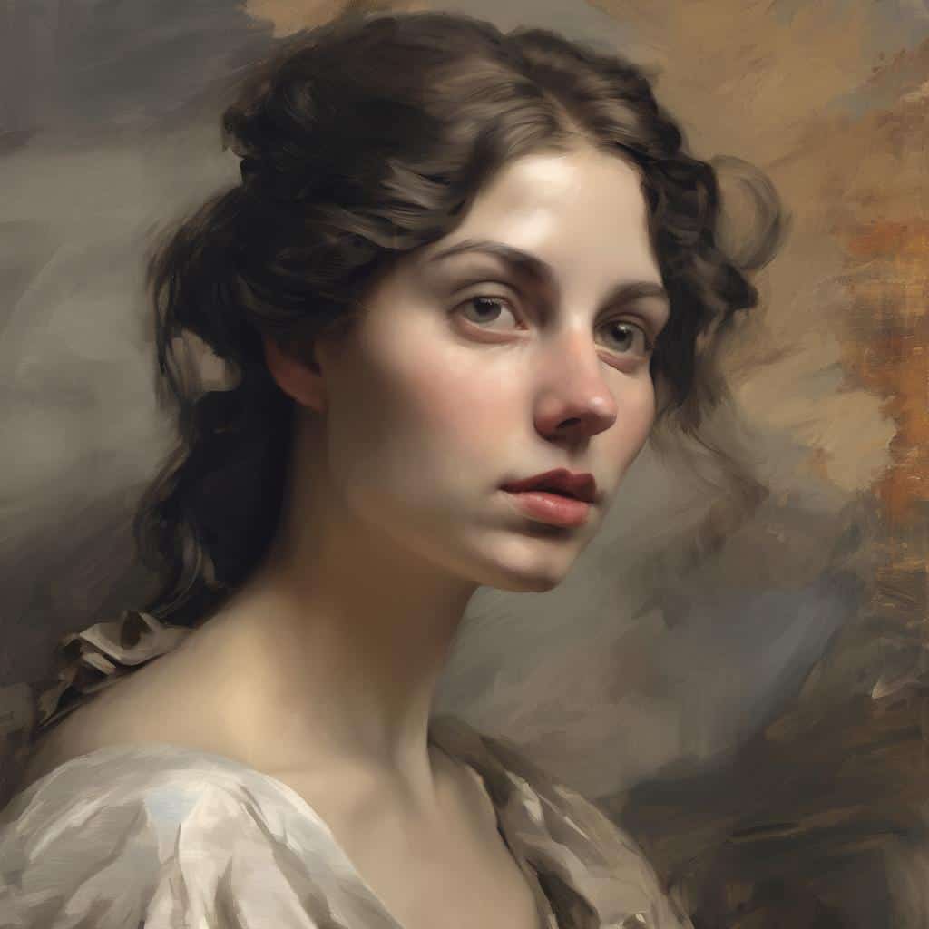 Ανδρόγυνη πορτρέτο, ζωγραφική με έμφαση στην τέχνη και την εικαστική ποίηση, κλασικό, ρεαλιστικό στυλ, τέχνη και πολιτισμός.